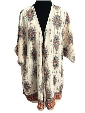 Liberty Love Cardigan/Shrug 1X White Orange Floral